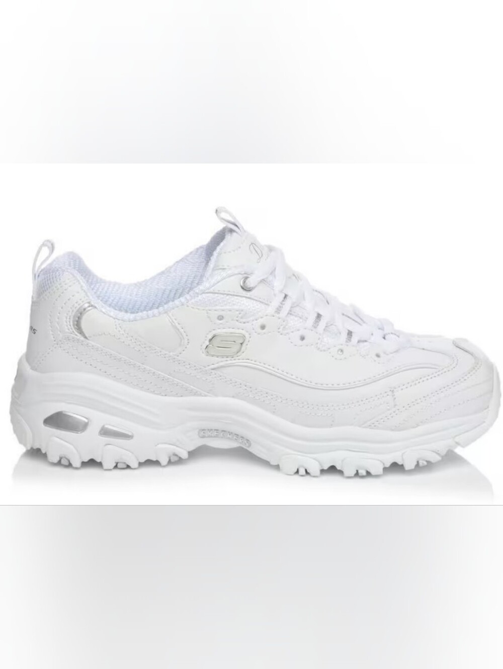 Skechers D'Lites Fresh Starts Women's All-White Sporty Chunky Sneaker, Wide Fit.